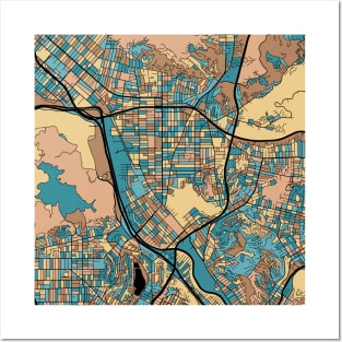 Glendale Map Pattern in Mid Century Pastel Posters and Art